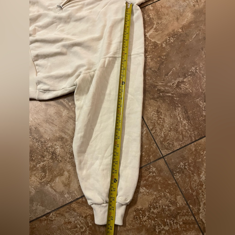 🆕 Brand New Hollister crop sweatshirt quarter zip baggy loose fit size XL cream - Picture 7 of 9